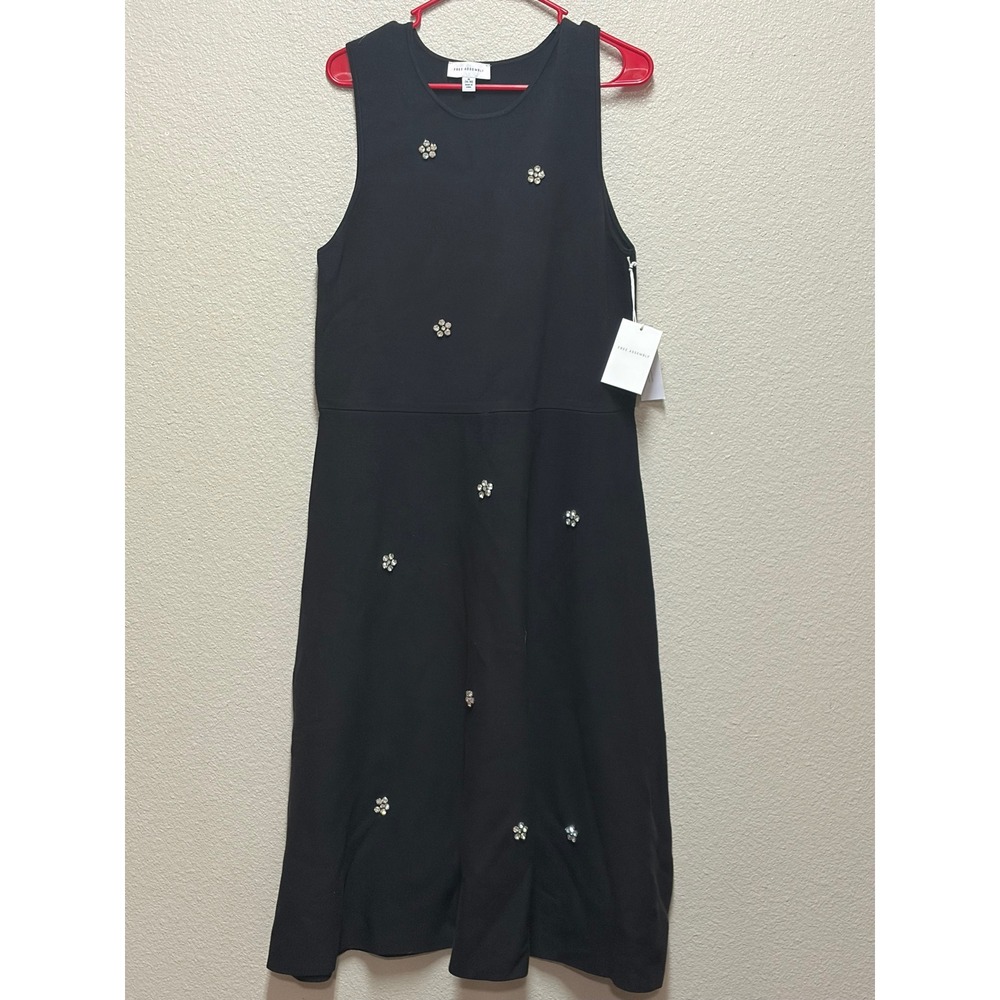 Free Assembly N.W.T.Black Rhinestone Floral Knit Midi Dress XL Sleeveless